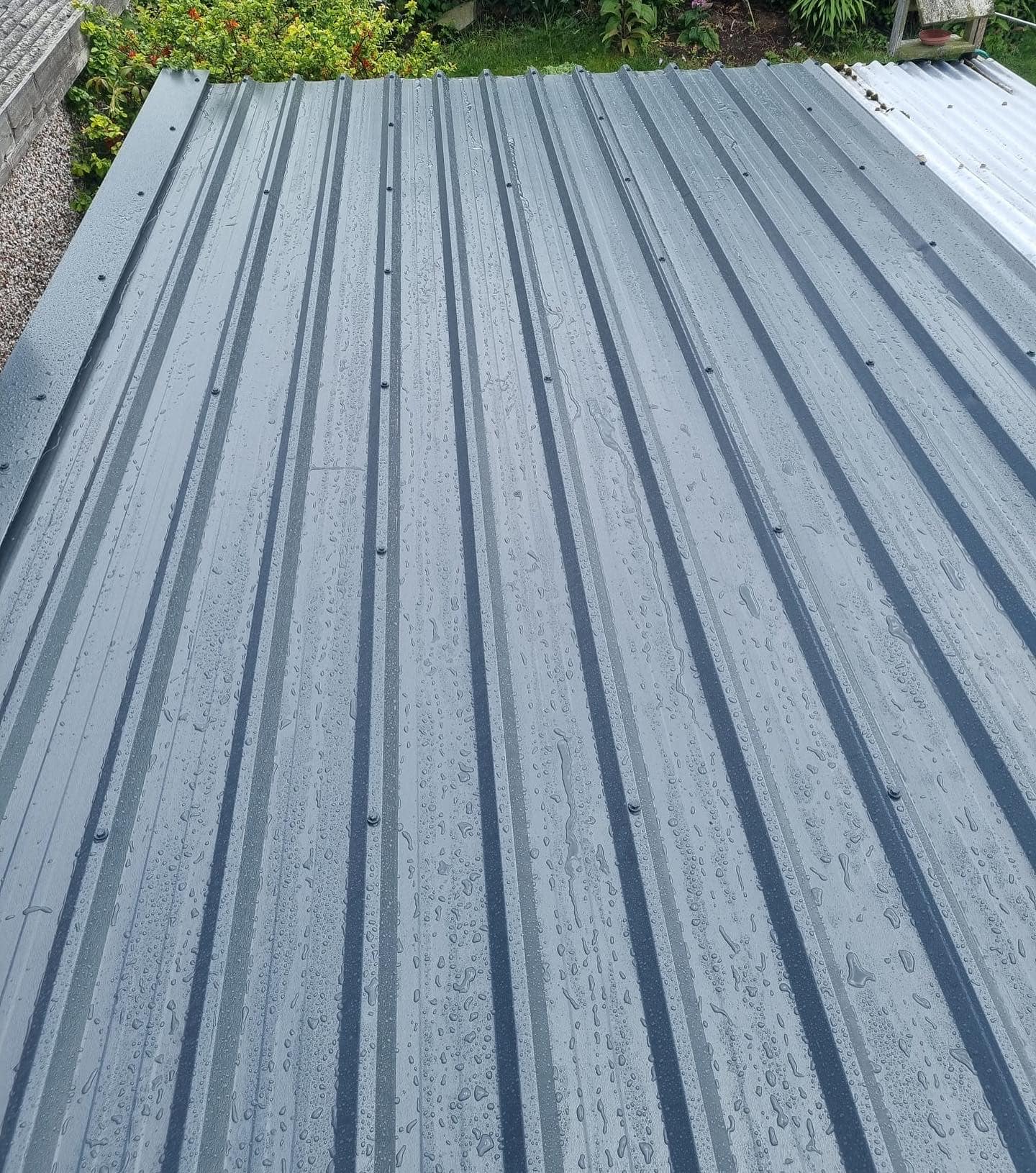 Currugated sheet roofing