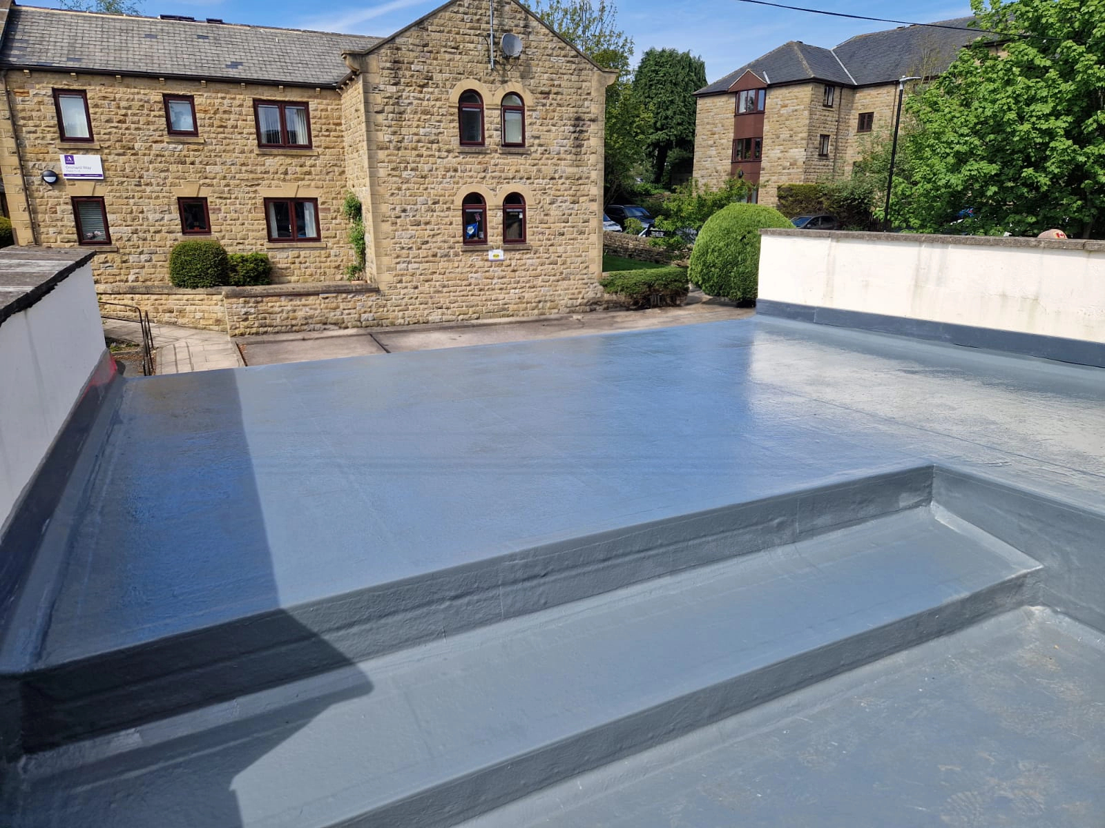 Stepped GRP fibreglass roof repiar